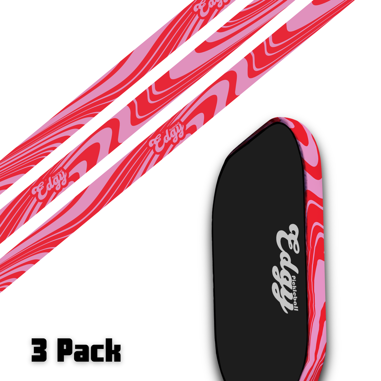 Groovy Pink Edge Tape (3 pack) - Pickleball Paddle Edge Tape